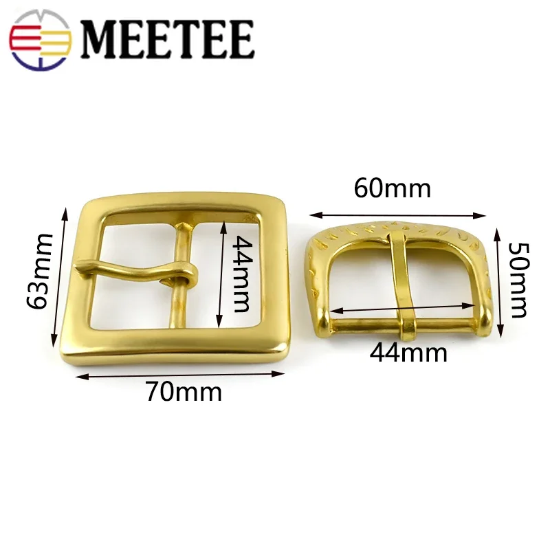 Meetee 1/2Pcs 30/35/40/45mm Solid Brass Belt Buckles For Men Pin Buckle Head Bag Strap Clasps DIY Leather Crafts Accessories