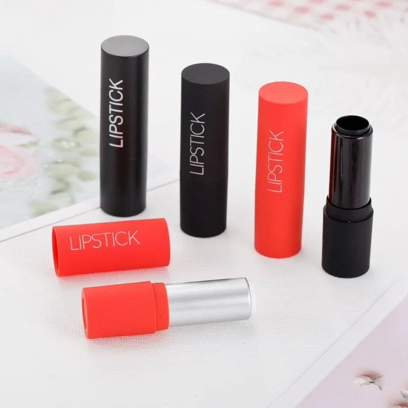 500Pcs Round Empty Plastic Lipstick Tube Magnetic Lipstick Tube Black/Red Lip Stick Tube