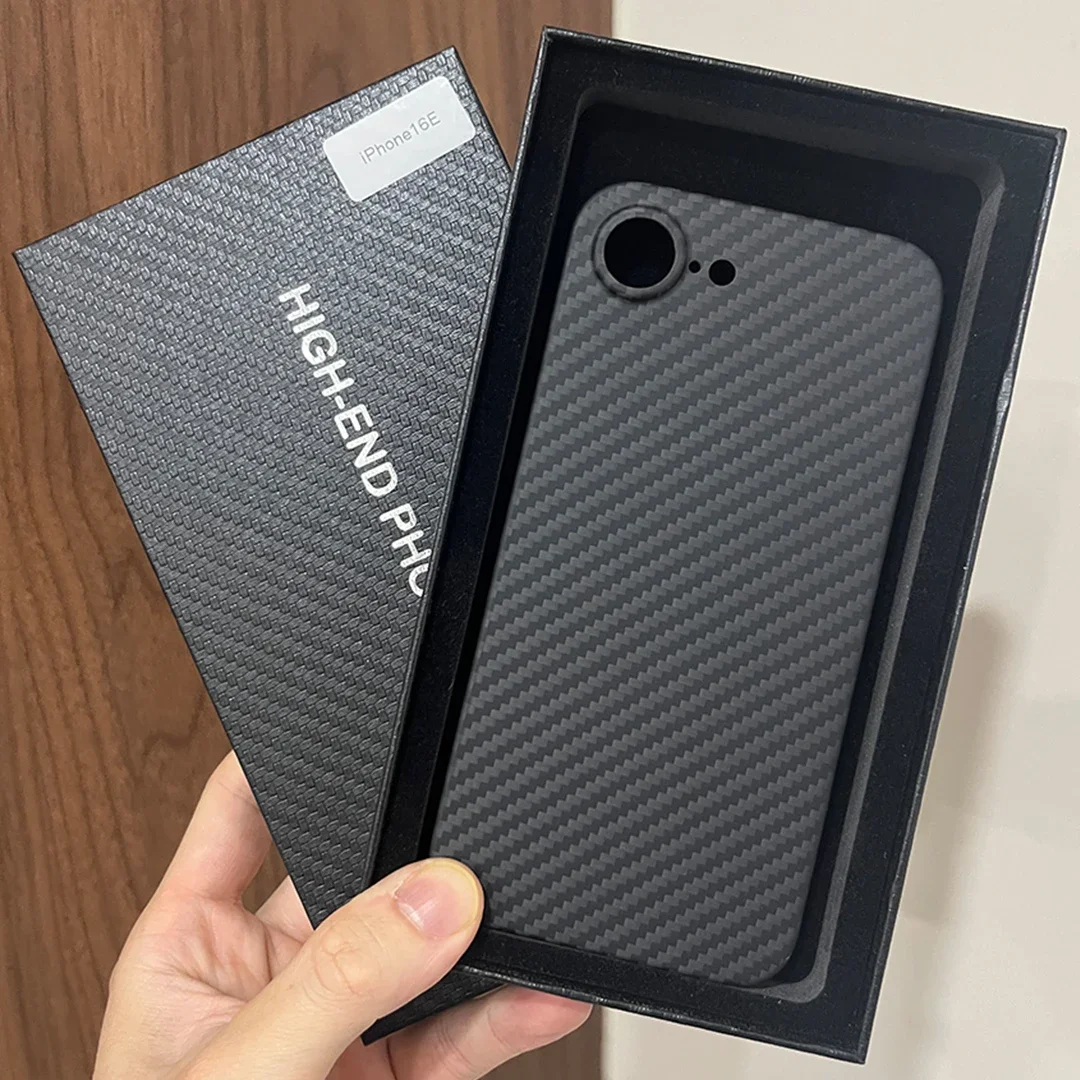 حافظة هاتف من ألياف الكربون الأراميد الحقيقية لهاتف آيفون 12 13 14 15 16 16E Pro Max Plus Mini 16Pro ProMax i13 i14 i15 i16 E 256