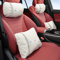 Car Leather Headrest Pillow Neck Lumbar Support Soft Lumbar Cushion Beige For BMW Performance X1 X3 X5 E39 E46 E90 F20 E60 F30