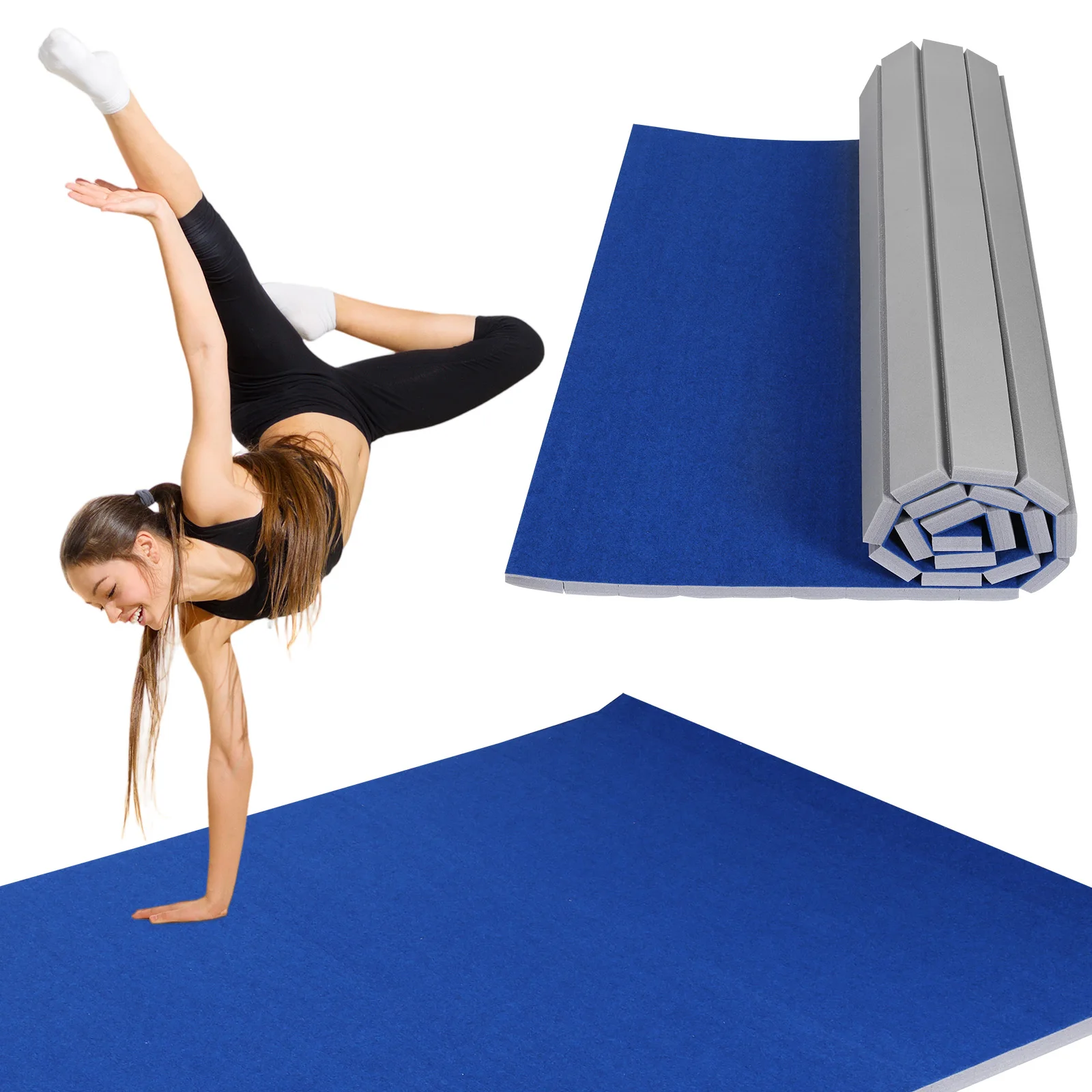 

Folding Gymnastics Mat 118.11x70.87x1.57in Roll-Up Carpet Training Floor with Grippy Surface for Pilates Fitness Stretching Yoga