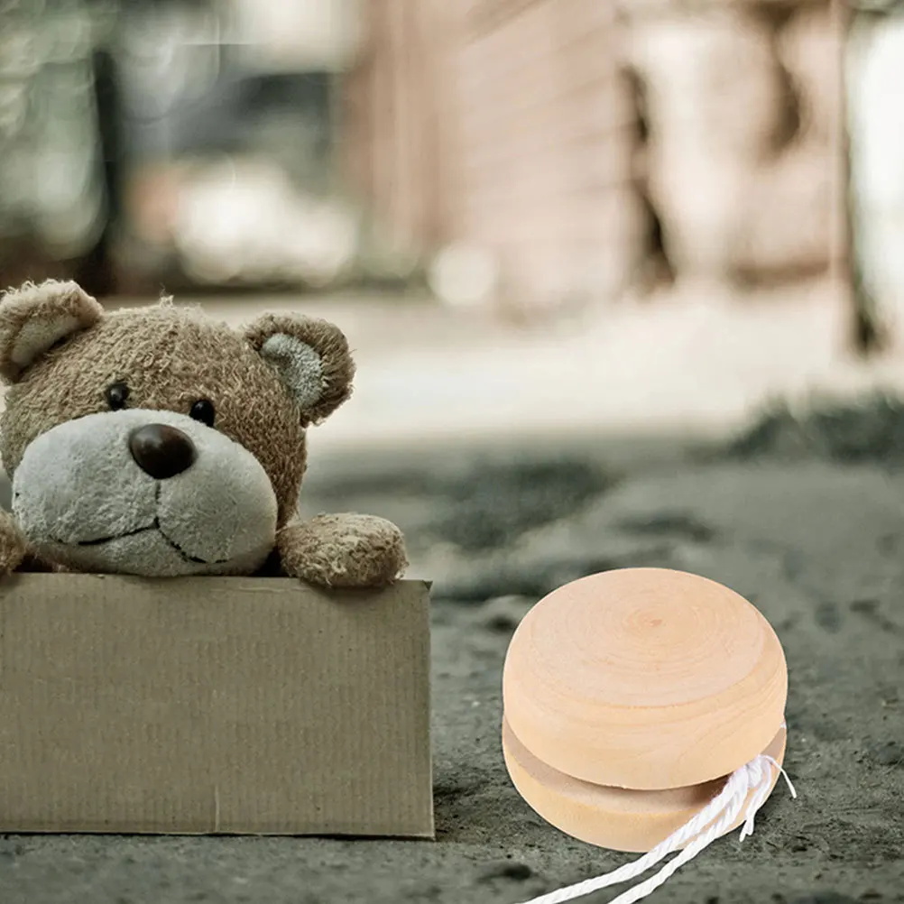 2Pcs 나무 요요 공 DIY 미완성 공예 세트 어린이를위한 그림 동물 새 디자인 홈 장식 생일 파티 호의품