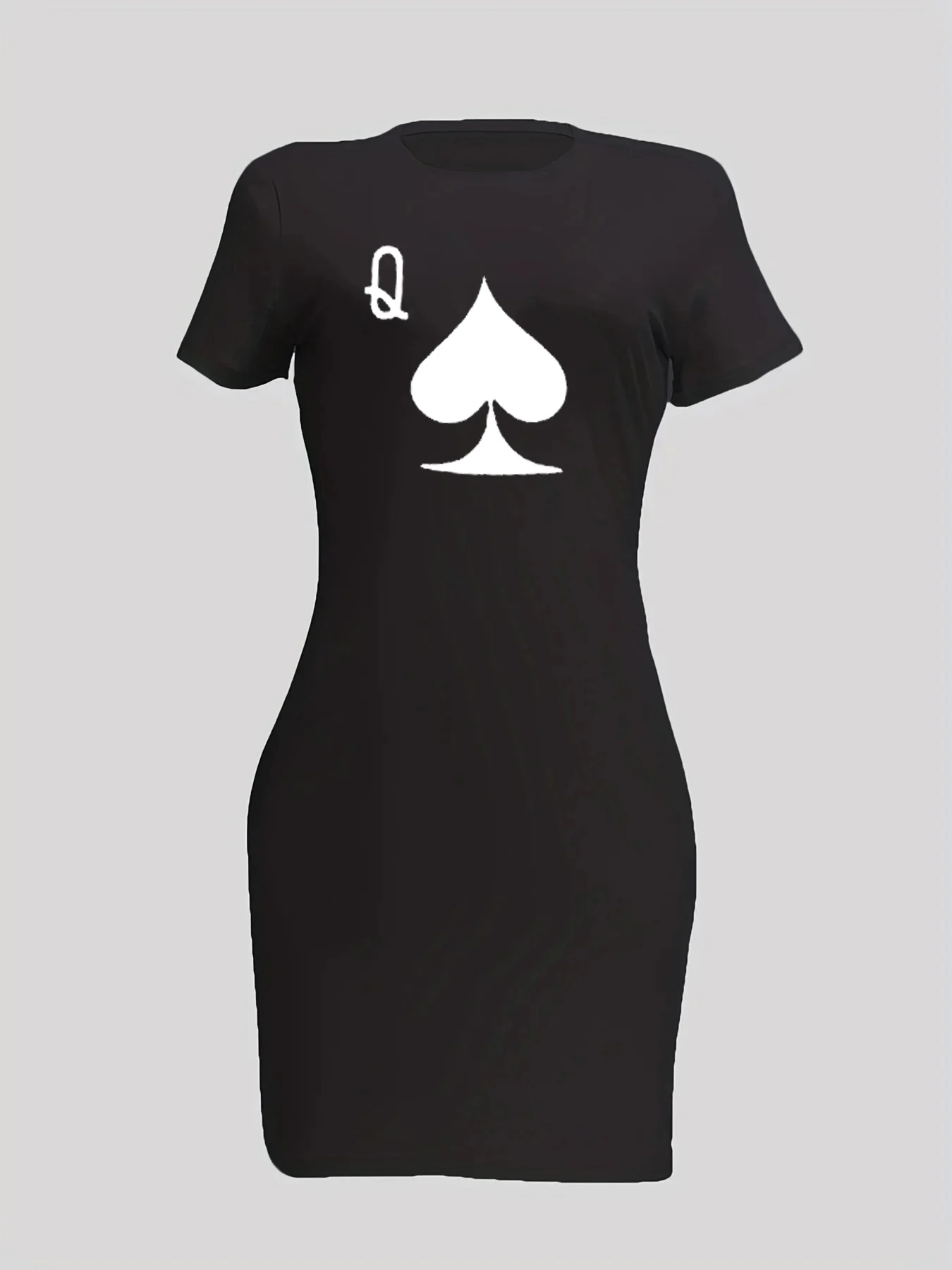 تي شيرت نسائي صيفي مقاس كبير مطبوع عليه حروف Q وأكمام قصيرة ورقبة دائرية فضفاض كاجوال فستان عالي الشارع للجنسين #2