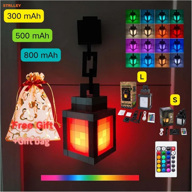 Lampka nocna LED Pixel Design, wielokolorowa, w stylu kreskówkowym, latarnia, lampka do gier do sypialni, ładowalna, prezent na festiwal, lampa ścienna RGB.