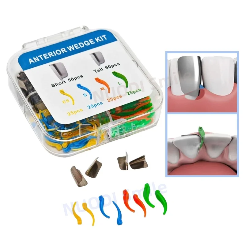 

200 шт./кор., комплект клиней для передней матричной системы, металлические матричные ленты, межзубные клинья для реставрации зубов, стоматологические инструменты