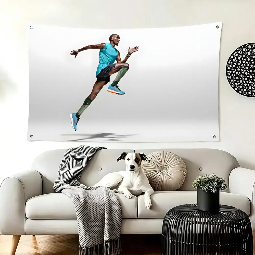 Runners In History M-Mo Farah Flags  For Living Room Home Dorm Decor Wall Outdoor Camping Party Banner Gifts