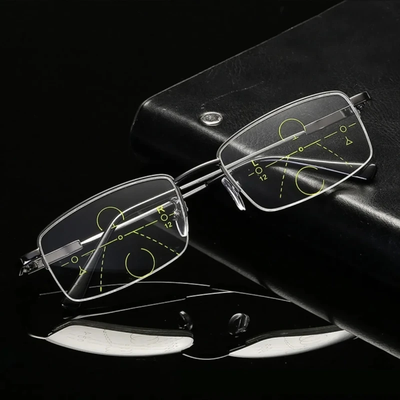 

Ultralight Metal Titanium Memory Frame Progressive Multi Focus Anti Blue Light Blocking Designer Reading Glasses for Men Women