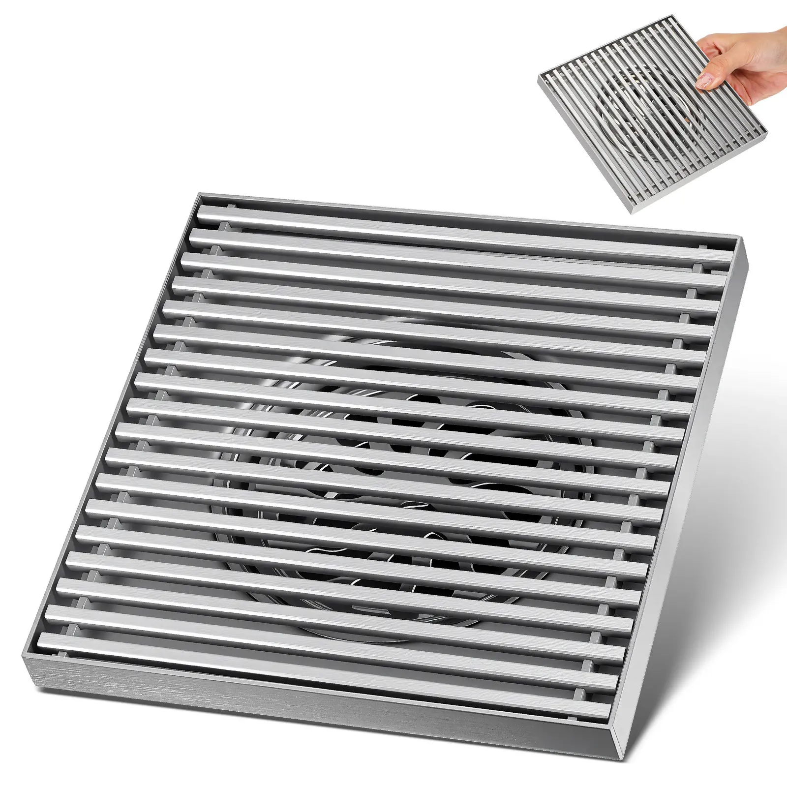 Stainless Steel Outdoor Floor Drain Grate Large Diameter Solid Bar Construction for Patios Gardens Courtyards Storm Drain Cover