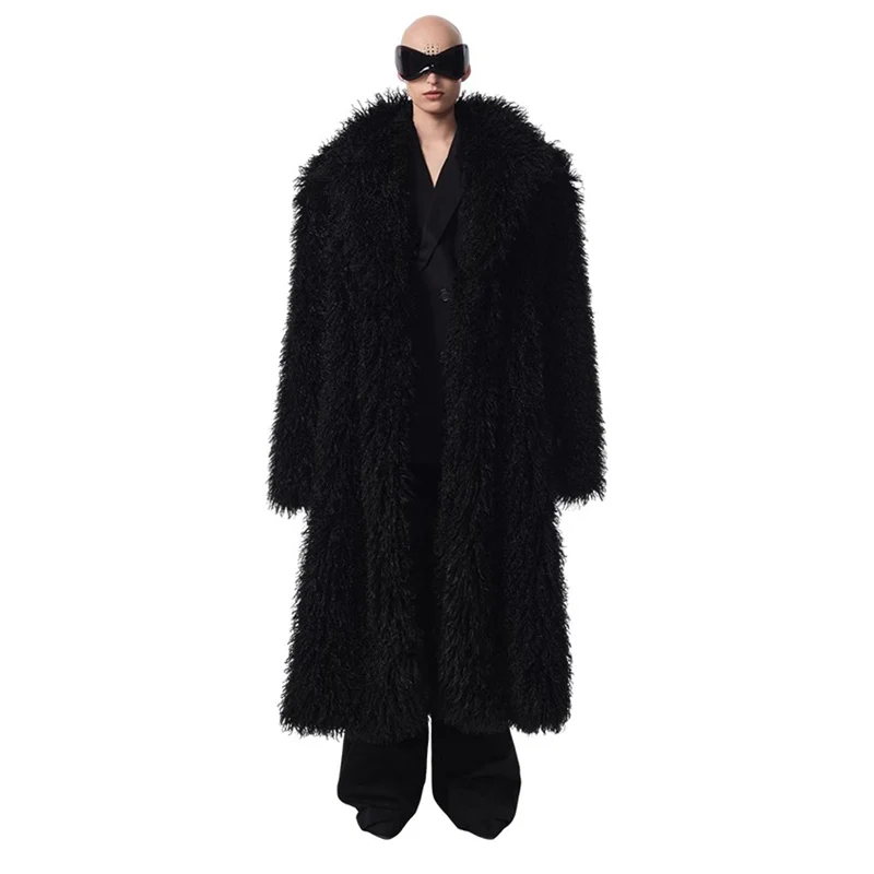 

Men and Women's Lamb Fur Coat Beach Wool Long Coat Toka Roll Wool Trench Coat