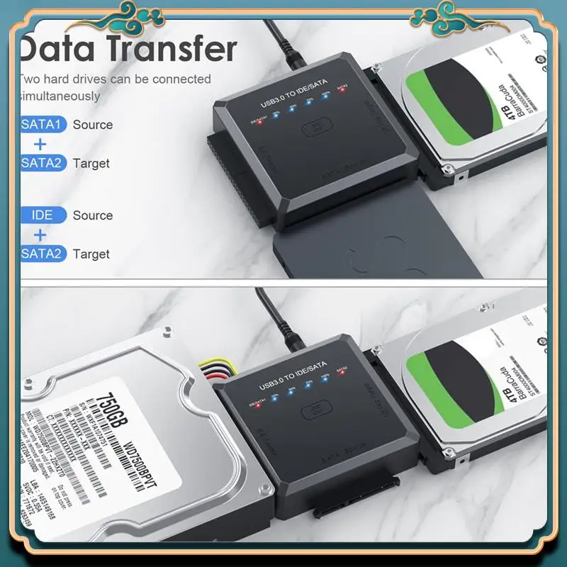 (ใหม่)-Sata To USB 3.0 IDE SATA Adapter USB3.0 USB2.0 Sata Cableสําหรับ 2.5 3.5 ฮาร์ดดิสก์ไดรฟ์HDD SSD USB IDE SATA Eu Plug