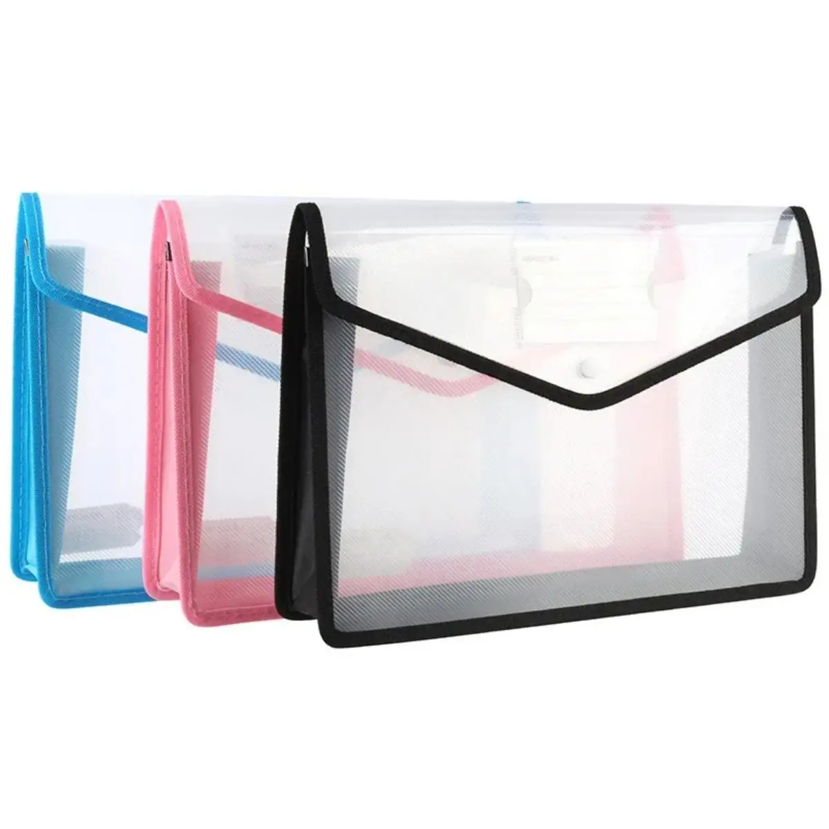 

1Pcs Waterproof File Transparent A4 Folder Press Button Plastic Data Document Bag Storage Office Supplies
