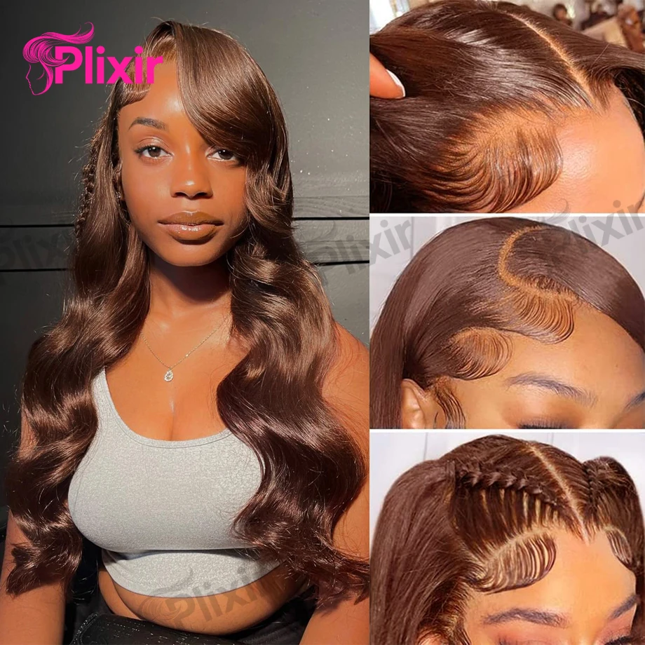 Body Wave Chocolate Brown Human Hair Wig 30 Inch 13x6 Hd Lace Frontal Wig Pre Plucked 13x4 Lace Front Human Hair Wigs For Women
