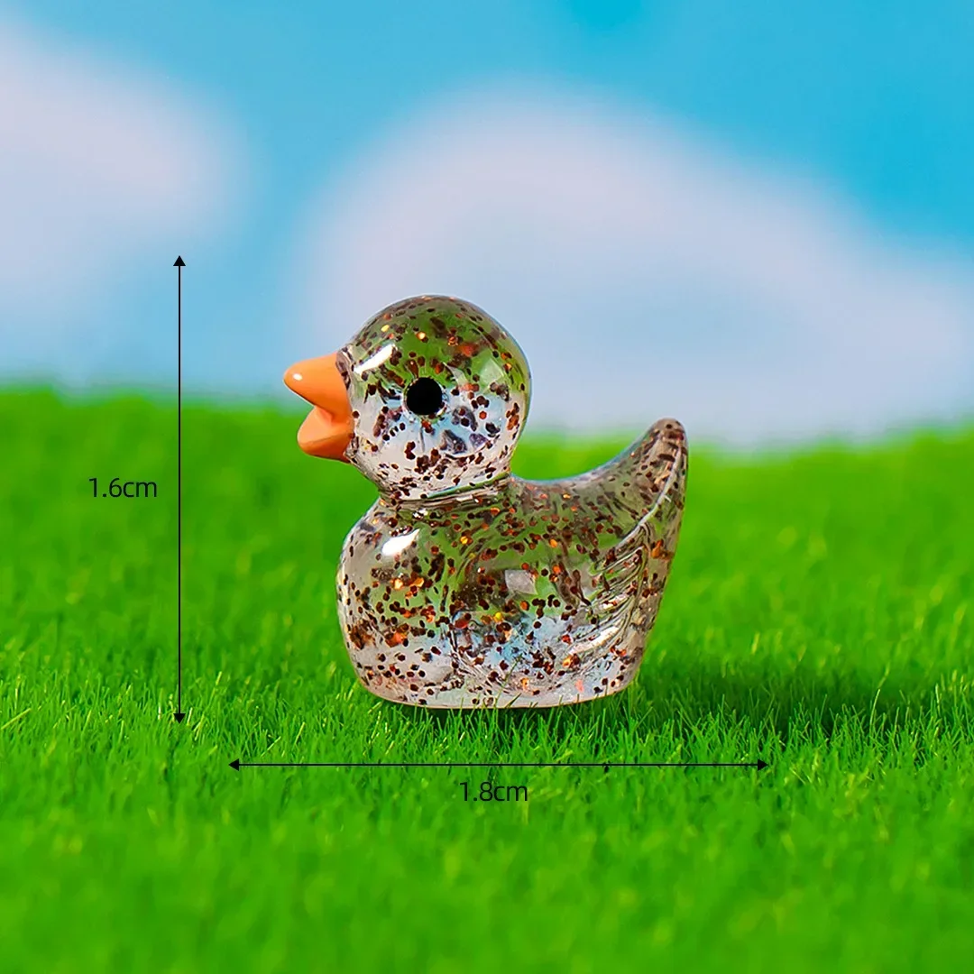 20PCS Mini Ducks Sequin Miniature Duck Resin Desk Decoration Figurines Garden Accessories Home Decor DIY Doll House