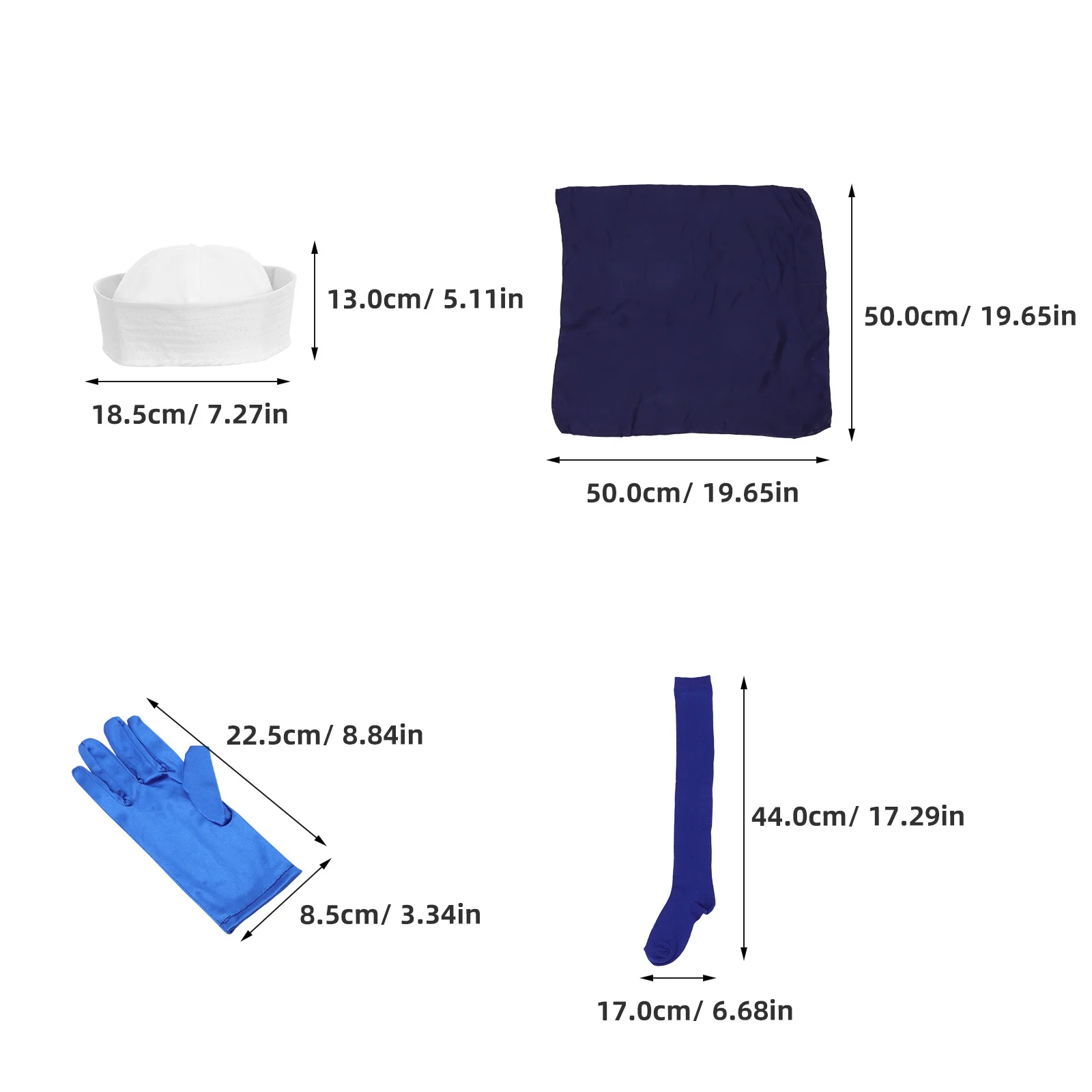 Set di Accessori per Costume da Marinaio Bianco con Cappello, Sciarpa, Guanti, Calzini per Feste a Tema Nautico, Yacht, Halloween e Travestimenti