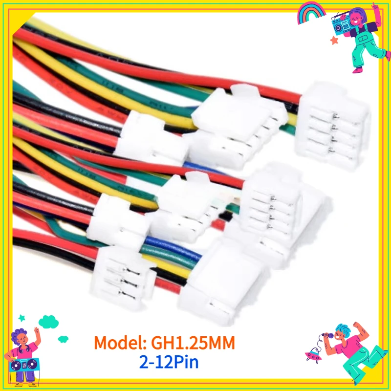 10Pcs/lot GH1.25MM  2P/3P/4P/6-pin JST GH Series 1.25 Male Plug Connector 28AWG Wire Single/double/same/reverse Connector 1.25MM