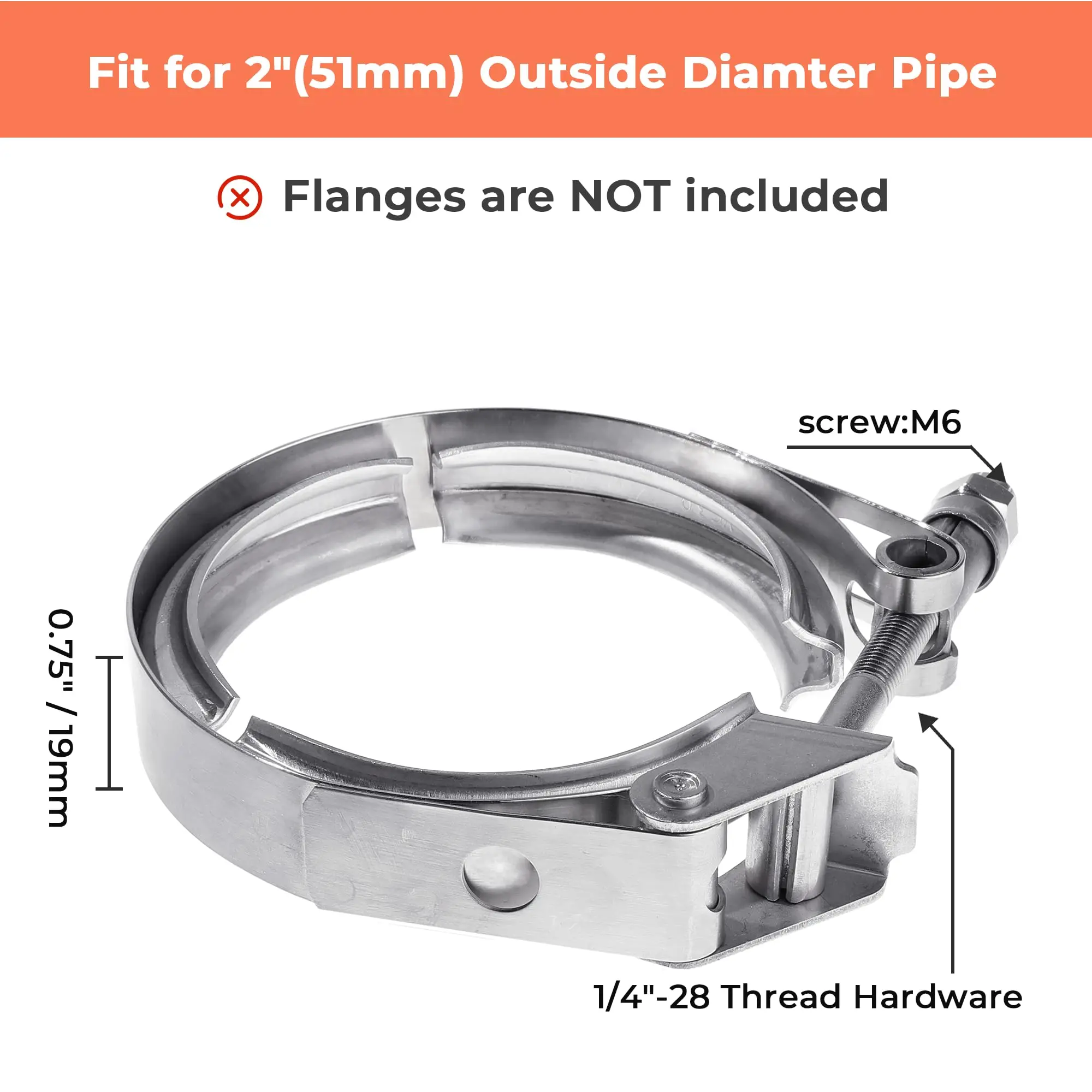 Quick Release V Band Clamp 304 Stainless Steel Turbo Exhaust Downpipe Clamp 1.5