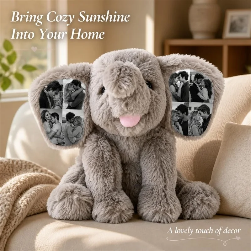 Custom Photo Plush Elephant Personalized Memory Keepsake Gift Jewelry Ornaments