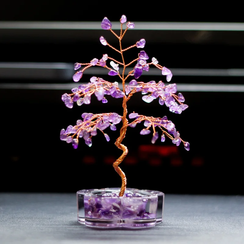 Hot-Selling Yellow Stone Crystal Money Tree Handicraft Home Office Decoration Ornament Gift