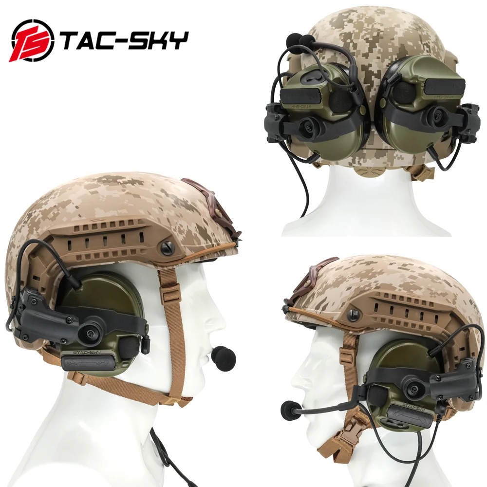 TAC-SKY Tactical Airsoft Sports Headphones Helmet Bracket Comtac III Silicone Earmuffs Noise Reduction Pickup Shooting Headset