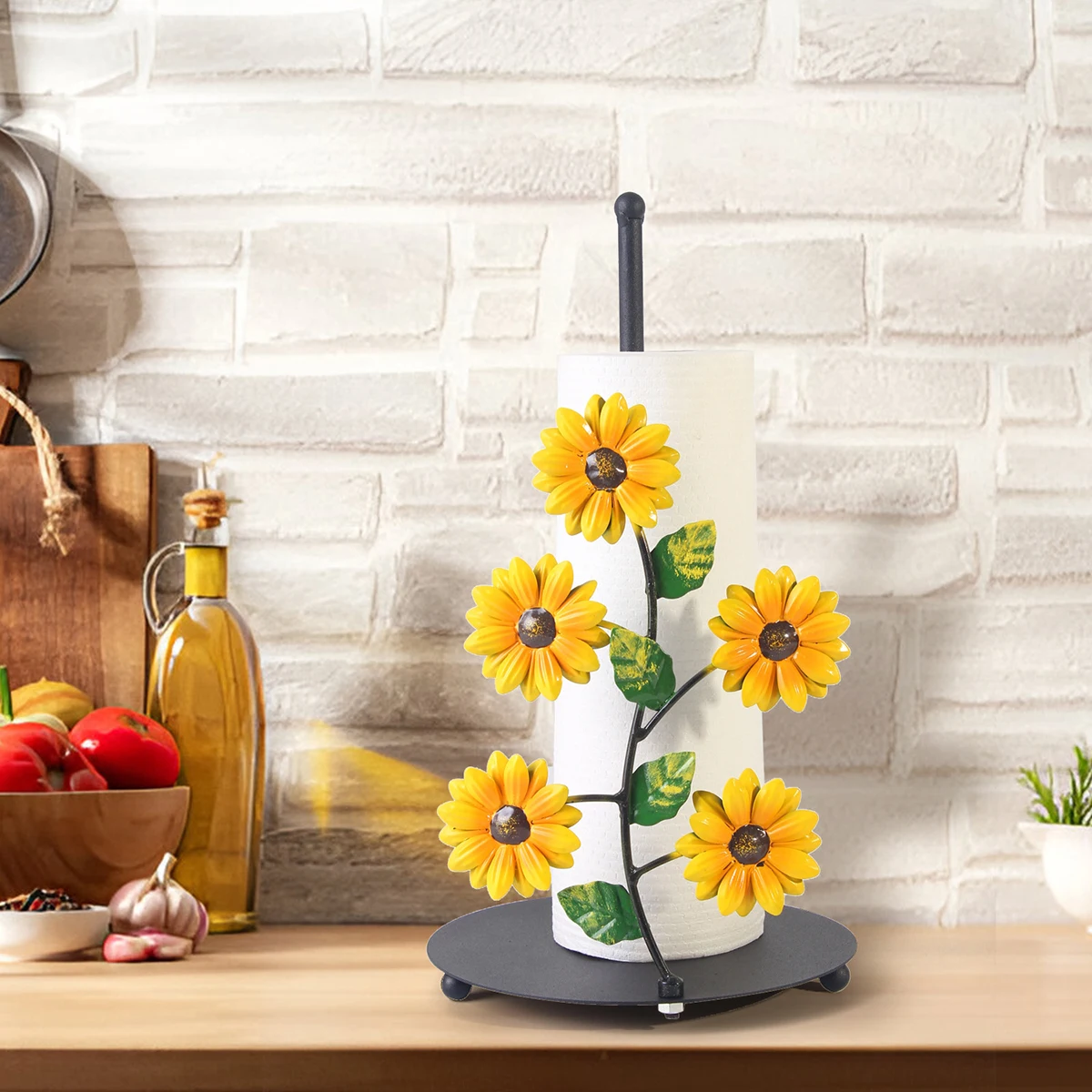 

Metal Art Sunflower Paper Towel Holder Kitchen Decorative Accessories Room Living Room Sunflower 3D Paper Towel Holder