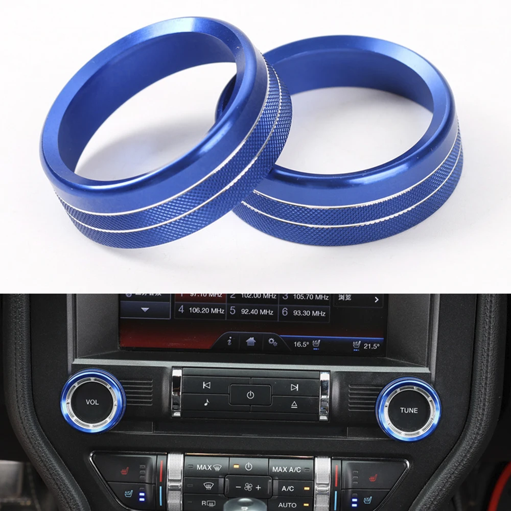 

2Pcs Center Console Konb Ring for Ford Mustang 2015-2021 Air Conditioning Knob Ring Aluminum Alloy 4 Colors Car Decoration