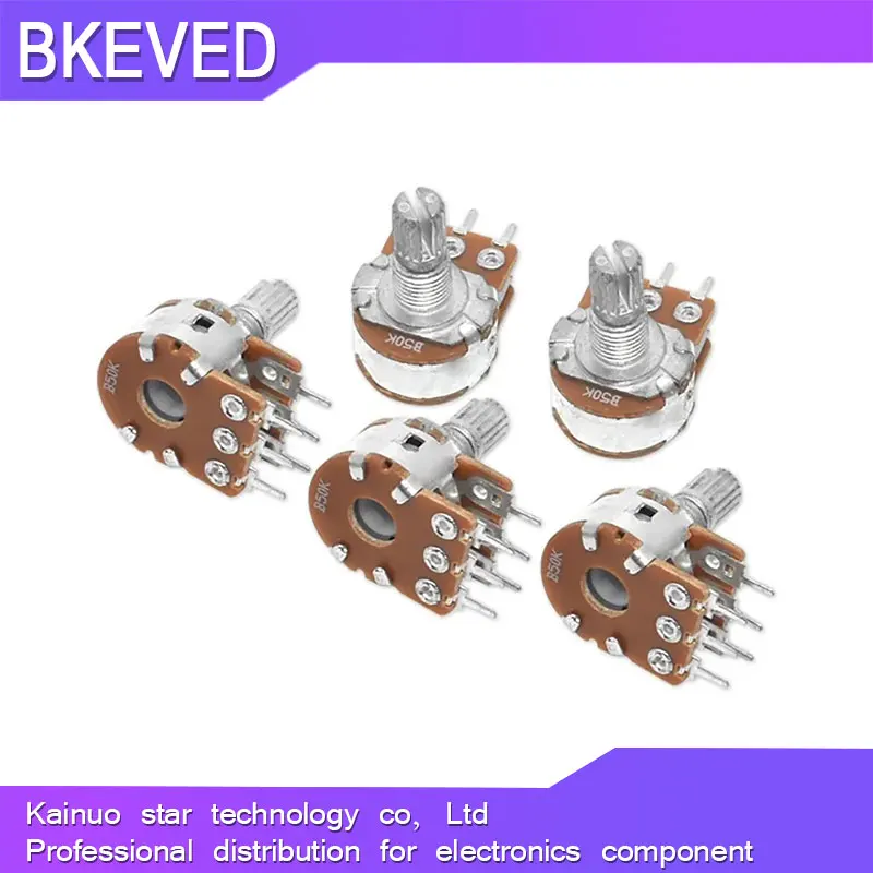 5pcs WH148 B1K B2K B5K B10K B20K B50K B100K B500K 6Pin 20mm Shaft Amplifier Dual Stereo Potentiometer 1K 2K 5K 10K 50K 100K 500k