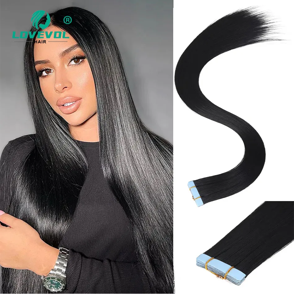 ストレートテープインヘアエクステンション-100-レミーヘア-シームレススキンウィフト-1bカラー、20個入り-40個入り、ブラジル産の人毛を使用したテープ式エクステンション