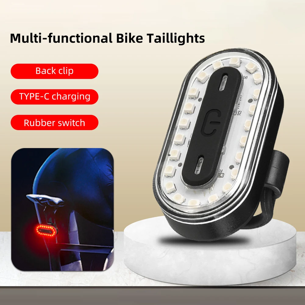 RGB Bike Tail Light 14Modes Colorful Bicycle Rear Taillight Type C USB Recharge IPX6 Waterpoof Bike Lamp With Memory Mode