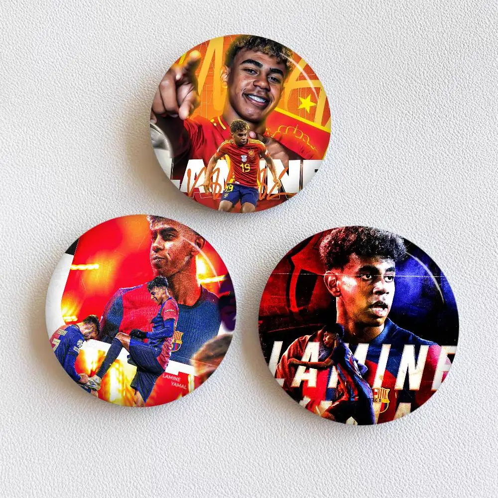 L-Lamine FootballStar Y-Yamal Round Button Pins Slogan Creative Brooches Backpack Clothes Decoration Fashion Cartoon Gifts
