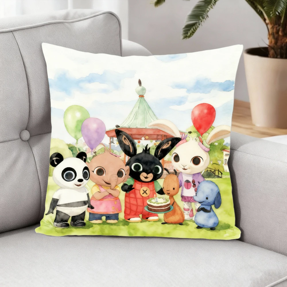 Короткая плюшевая наволочка с рисунком аниме B-Bing Rabbit, наволочка с двусторонним принтом, застежка-молния, диван, вечерние, домашний декор