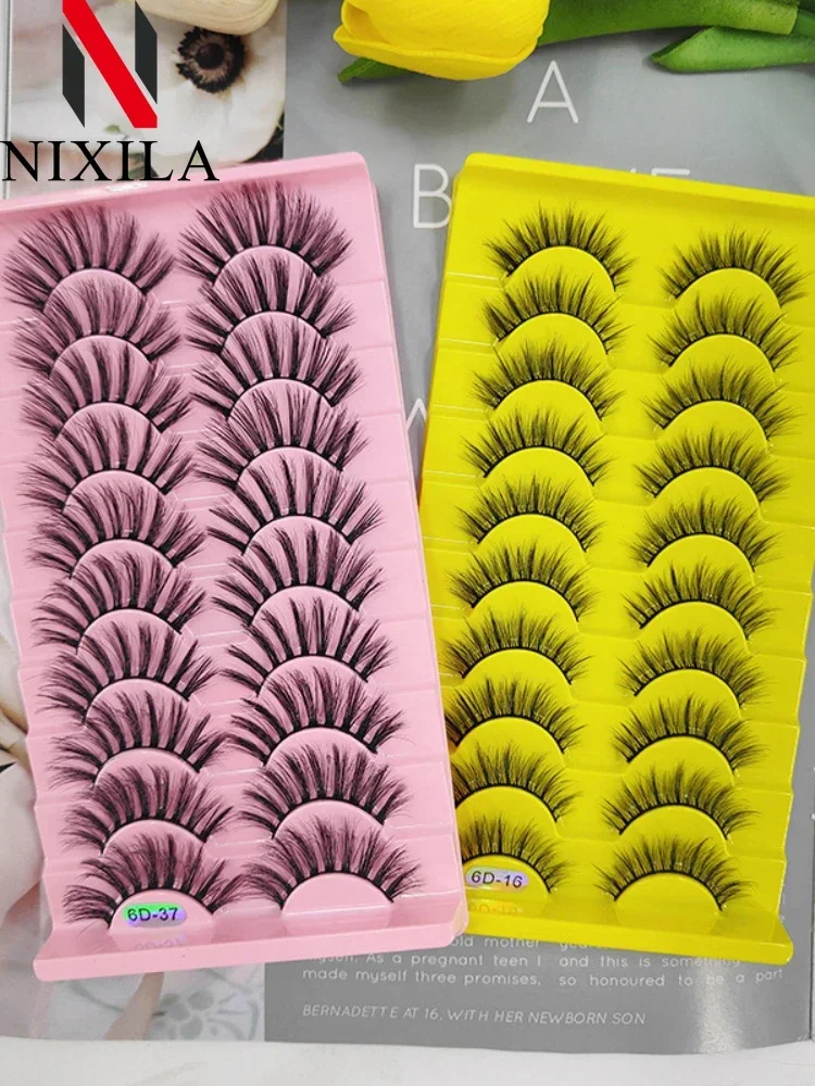 Falsche Wimpern, 7 Paar Wimpern, 3D-natürliche falsche Wimpern, flauschig, weich, Kreuz-Manga-Wimpern, Wispy, natürliche Wimpernverlängerung, Make-up