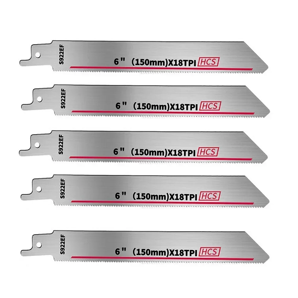 5pcs 150mm S922 Reciprocating Saw Blade Set 18TPI Metal Wood Reciprocating Set Woodworking