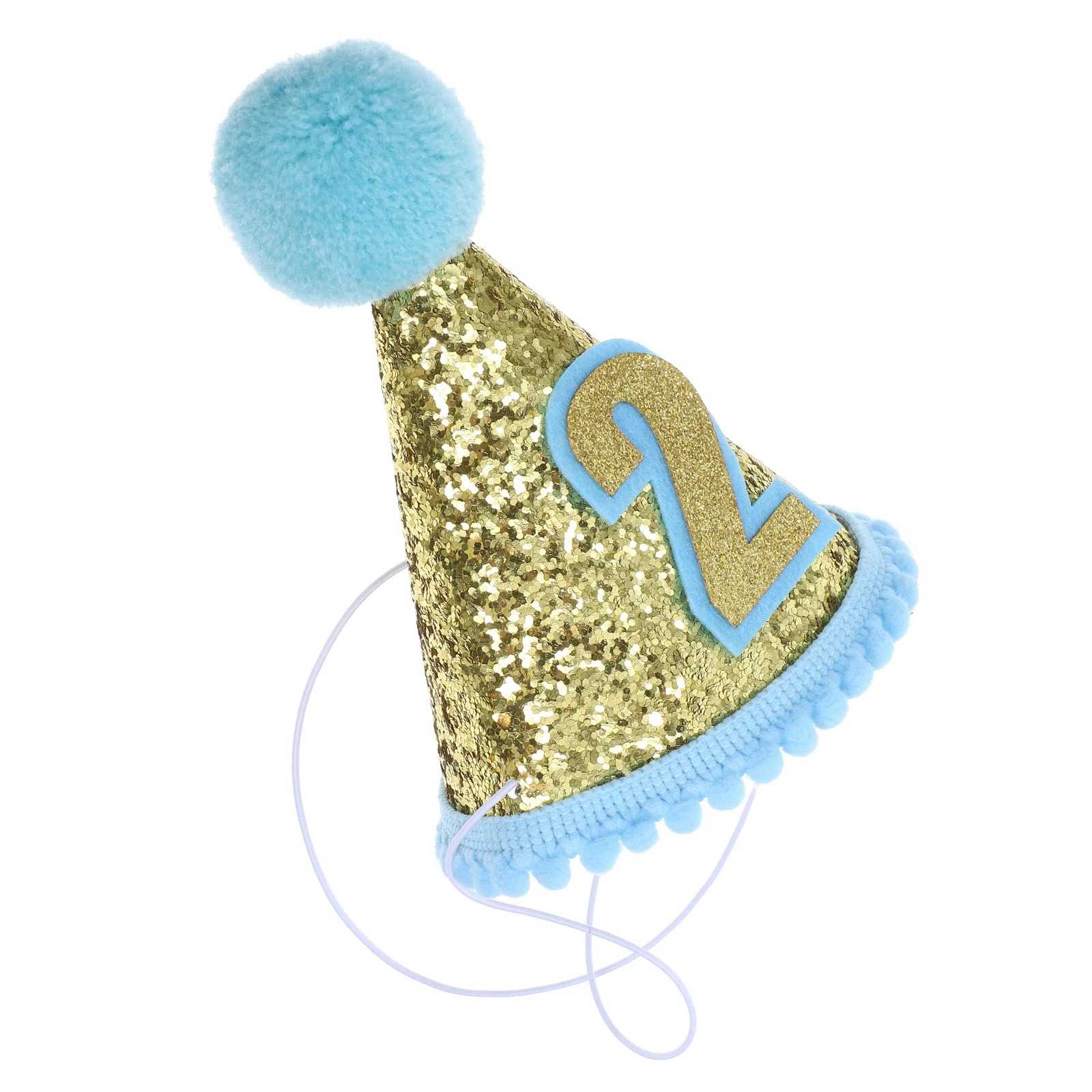 

Glamorous Birthday Cone Hat 9x9x13cm EVA Cloth Heavy Duty Glitter Kids Party Hats Elastic String Festive Baby Second Photos