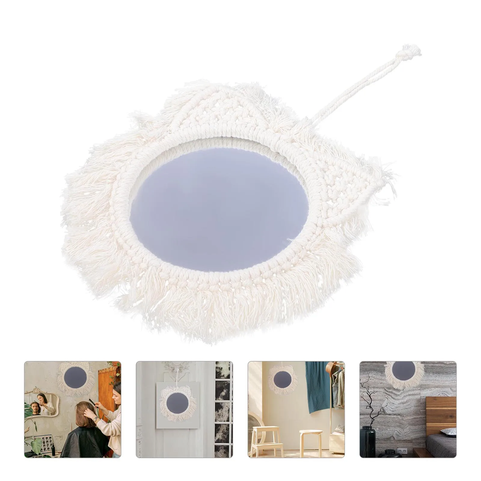 

1Pcs Wall Hanging Mirror Decorative Woven Macrame Tapestry Nordic Style Home Wall Decor Unique Creative Mirror