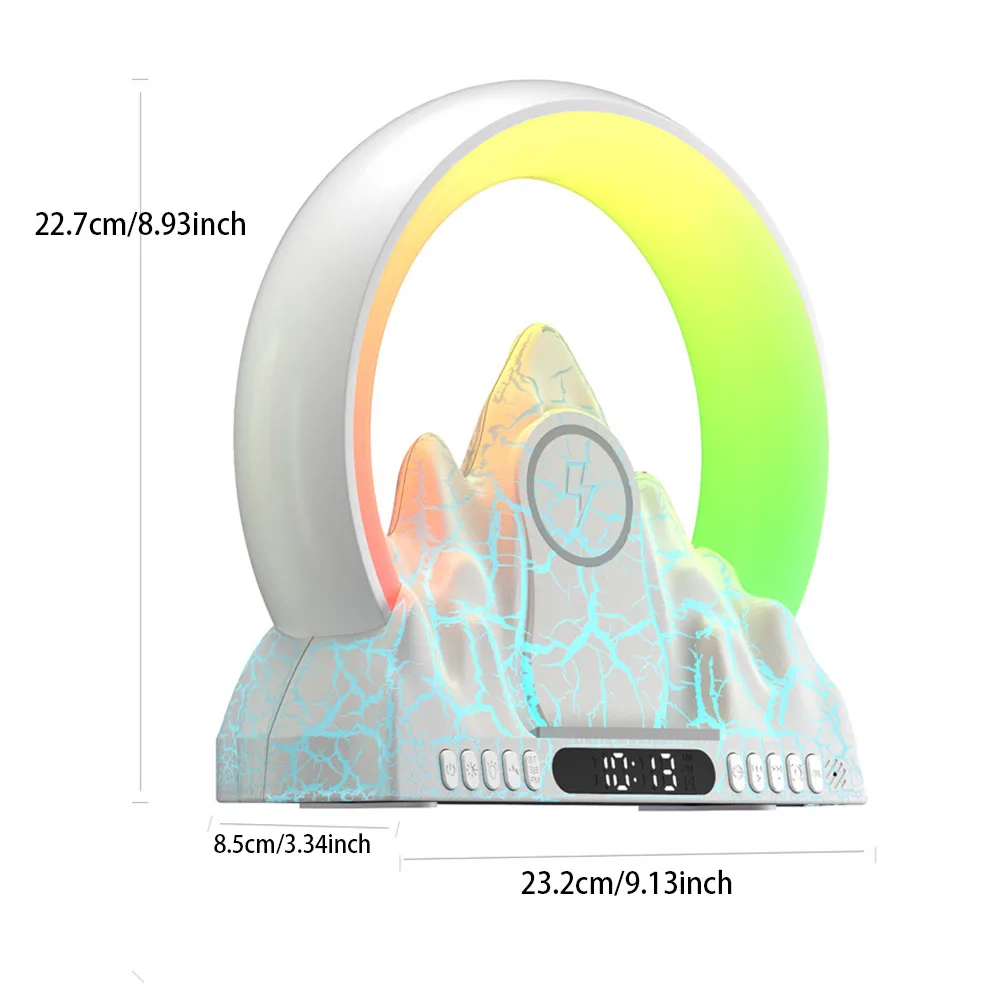 New Flame Mountain Night Light RGB Wake-up Light Wireless Charger Atmosphere Desk Lamp Sunset Lamp Alarm Clock Gift Decoration