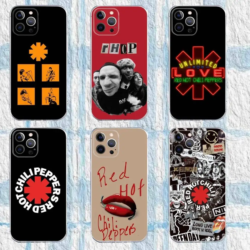 

Red Hot Chili P-pepperss Phone Case For iPhone 16,15,14,13,12,11 Pro,Max,Plus,X,XS,XR,SE,Mini Transparent Silicone Soft