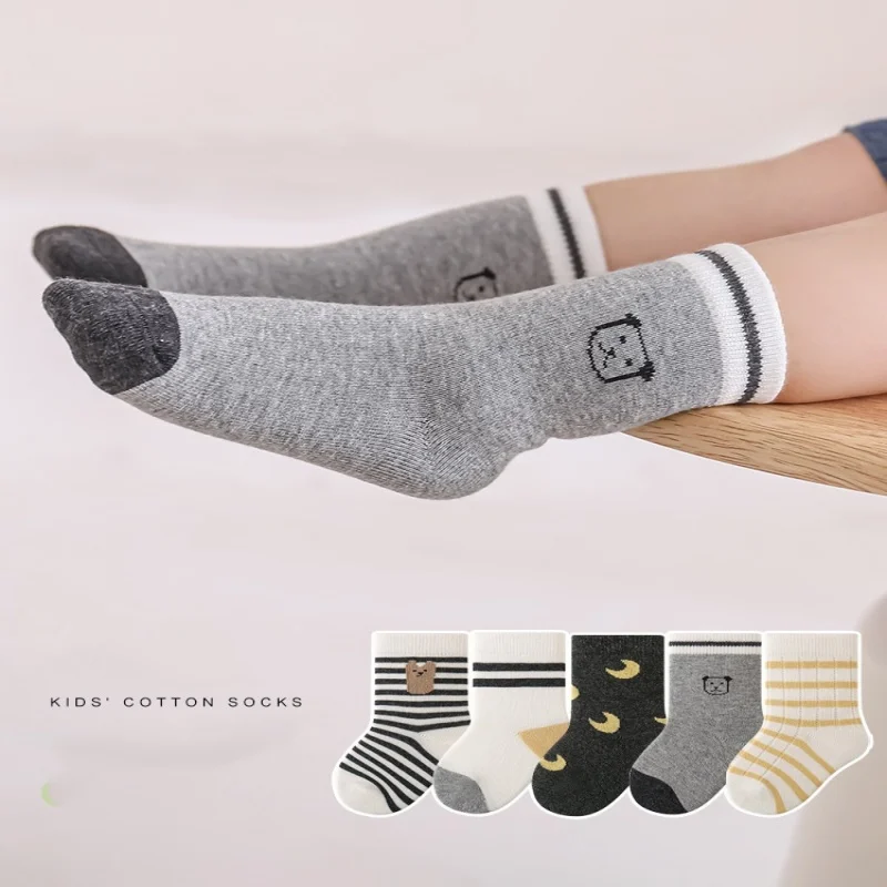 Children's Socks Autumn & Winter New Design Combed Cotton Breathable Kids Socks Striped Boneless Infant Socks