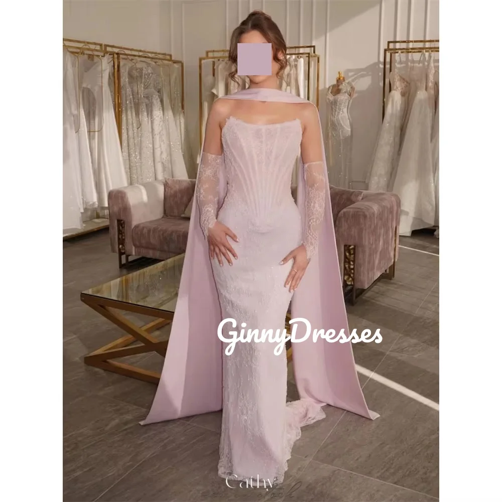 

Роскошные вечерние платья с бисером на заказ, платья длиной до пола без бретелек с русалкой для выпускного вечера, кружевные платья без рукавов на молнии, Vestidos De