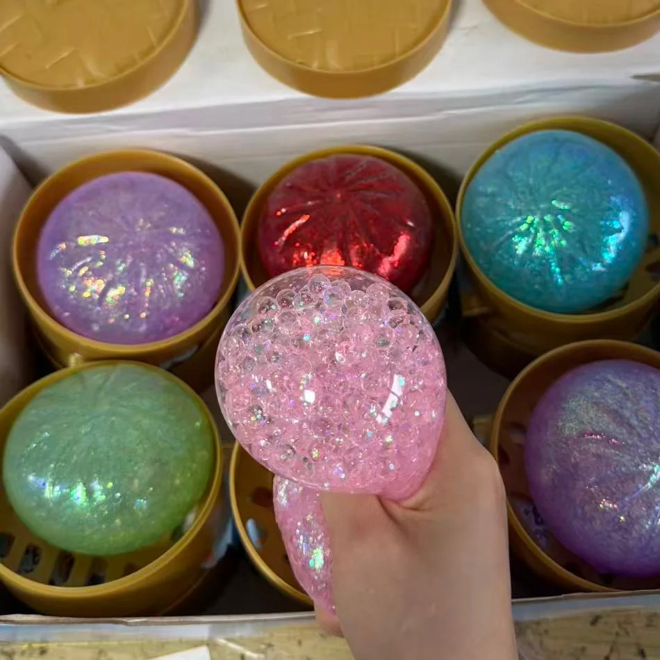 Neu 1-12 Stück Glitzer-Dumplings mit Box, sensorisches Quetschspielzeug zur Stresslinderung – Detail 6