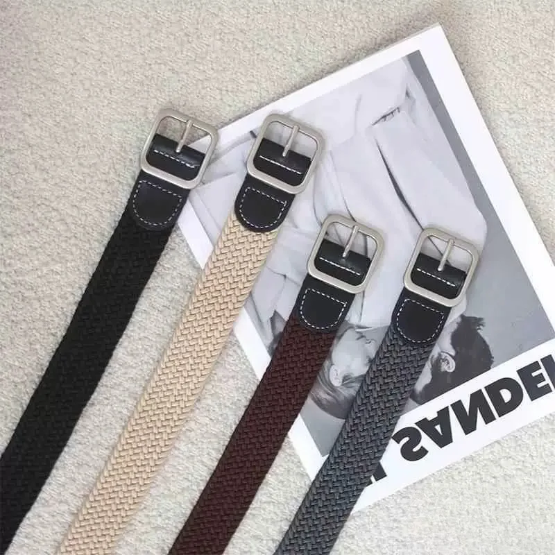Casual Leather Belt for Teenage Boys Big Kids Canvas Pants Belt Trendy Versatile Young People's Fashion Accessory Spring Summ... view 3