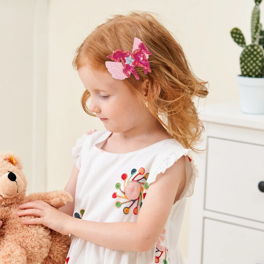 30 sztuk cekiny spinki do włosów dla dziewczynek jednorożec brokatowe skrzydła spinki do włosów błyszczące gwiazdy spinki do włosów losowy kolor dziecięce akcesoria do włosów