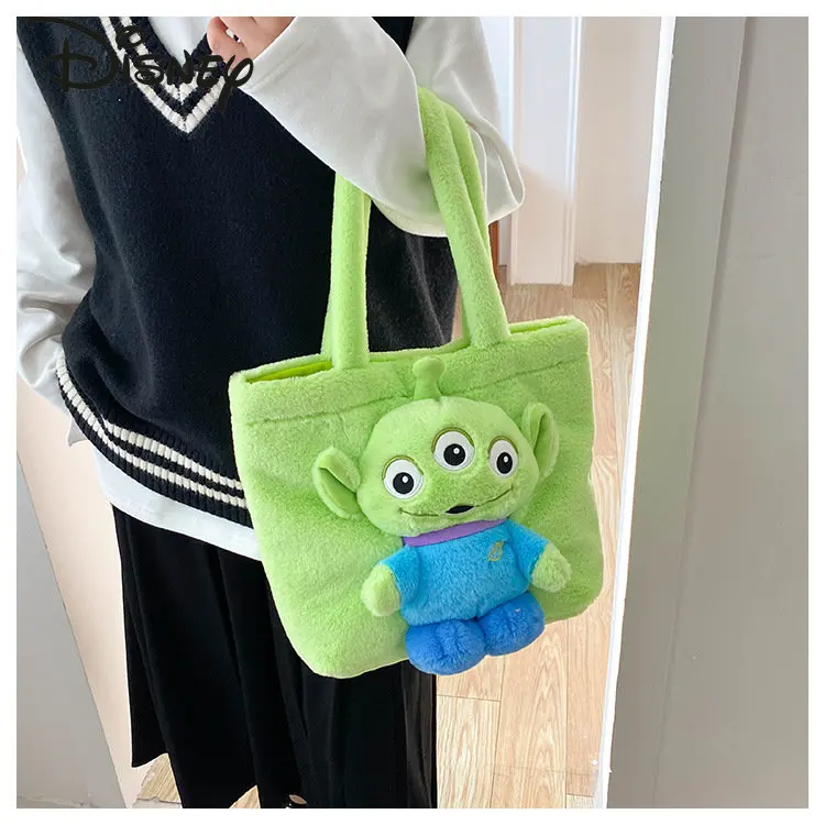 Disney-Bolso de mano de oso de fresa para mujer, bolso de hombro de alta capacidad de moda, bolso de felpa de almacenamiento multifuncional de dibujos animados, nuevo