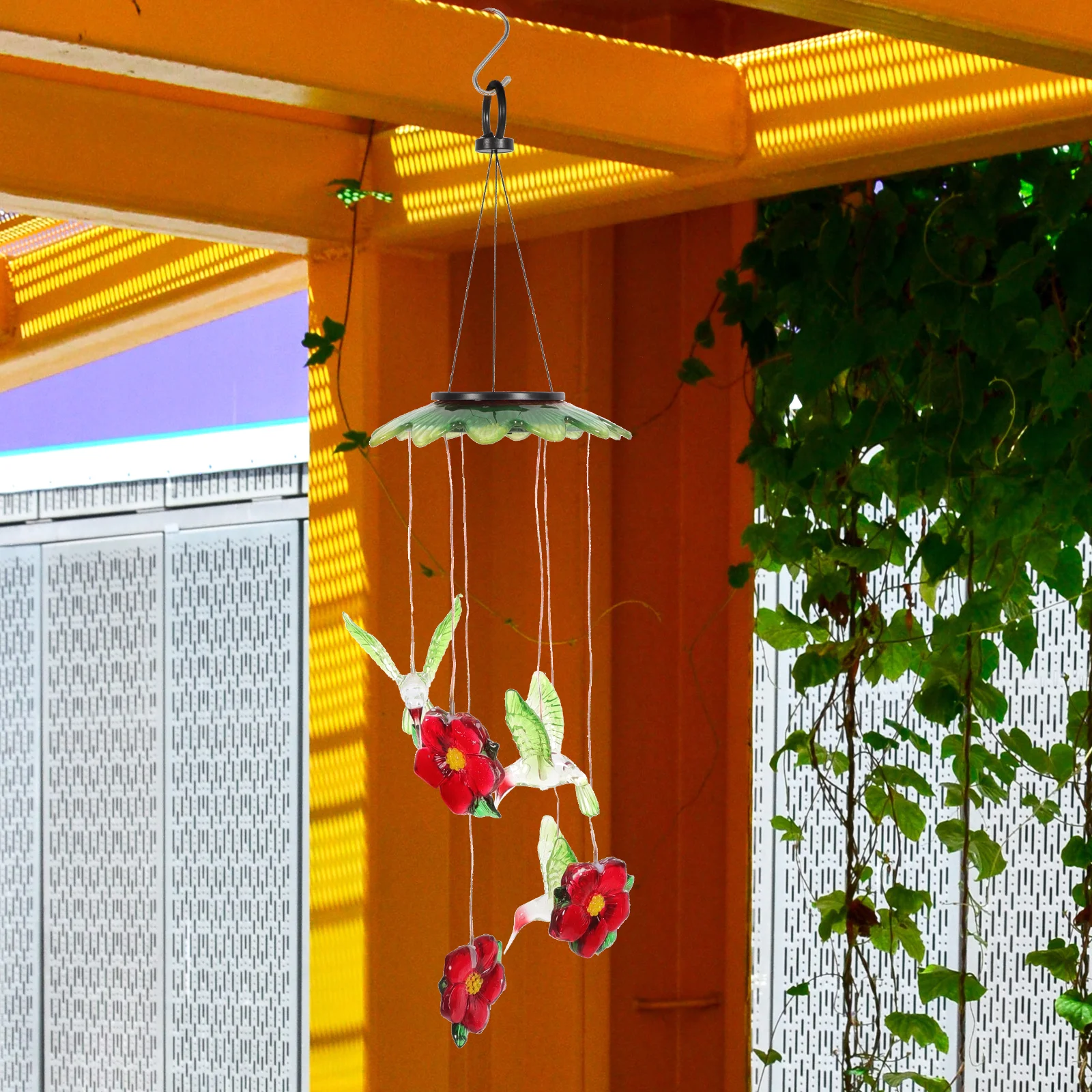 

Светодиодный светильник с колокольчиками, солнечный цветочный меняющийся автоматический датчик ветра, лампа для домашней вечеринки, балкона, крыльца, патио, украшение сада
