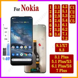 LCD Display Screen For Nokia 2.2 2.3 2.4 3.2 4.2 6.1 6 2018 7 Plus 5.1 5.4 8 8.1 8.3 X6 X7 C10 C20 C32 Touch Digitizer Assembly