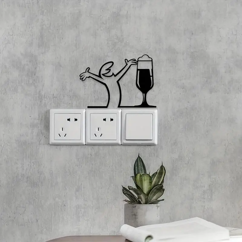 2025-Linienfigur, modernes Metallposter für Wohnzimmer, Schlafzimmer, Schalteraufkleber, einfache Aufhängung, Installation