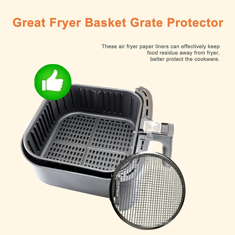 A62K Reusable Steel Air Fryer Liners - 8.07 Inch Airfryer Liners Mat Compatible for Air Fryer, Air Fryer Accessories