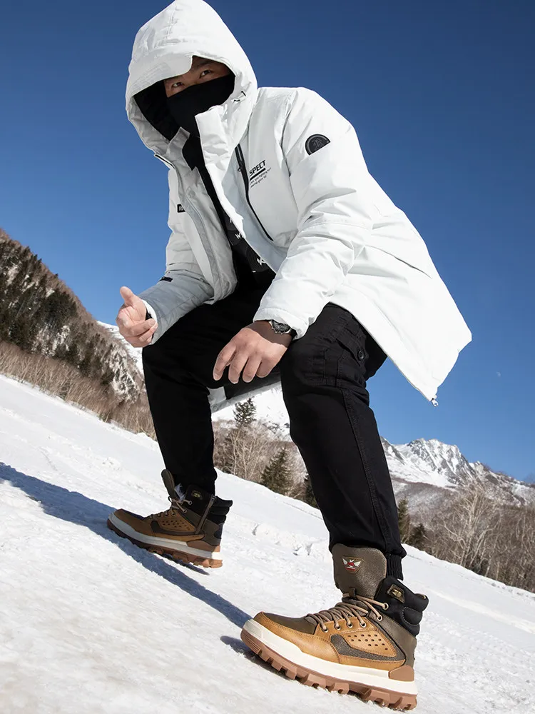 Russia Outdoor Cold‑resistant Men Snow Boots Thick Wool‑lined Warm Waterproof Winter Cotton Shoes