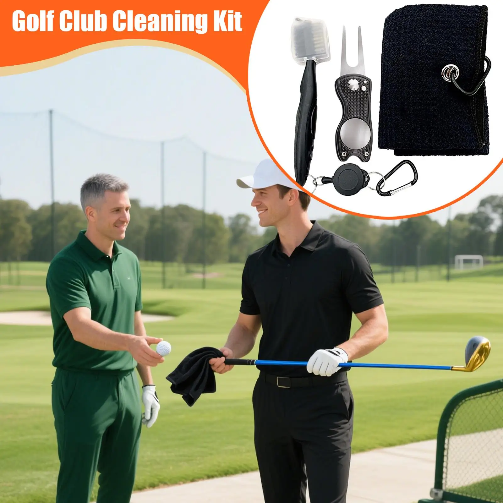 

Набор для чистки гольф-клуба, набор полотенец для гольф-клуба, инструмент для ремонта Divot, точилка для канавок, нескользящие портативные аксессуары для игры в гольф для поля