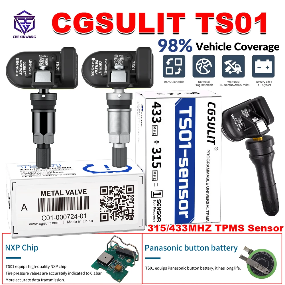 Nuevo CGSULIT TS01 315/433mhz Sensor CGDI TPMS Sensor sistema de supervisión de presión de neumáticos de coche para TPMS90 herramienta de programación TMPS de coche