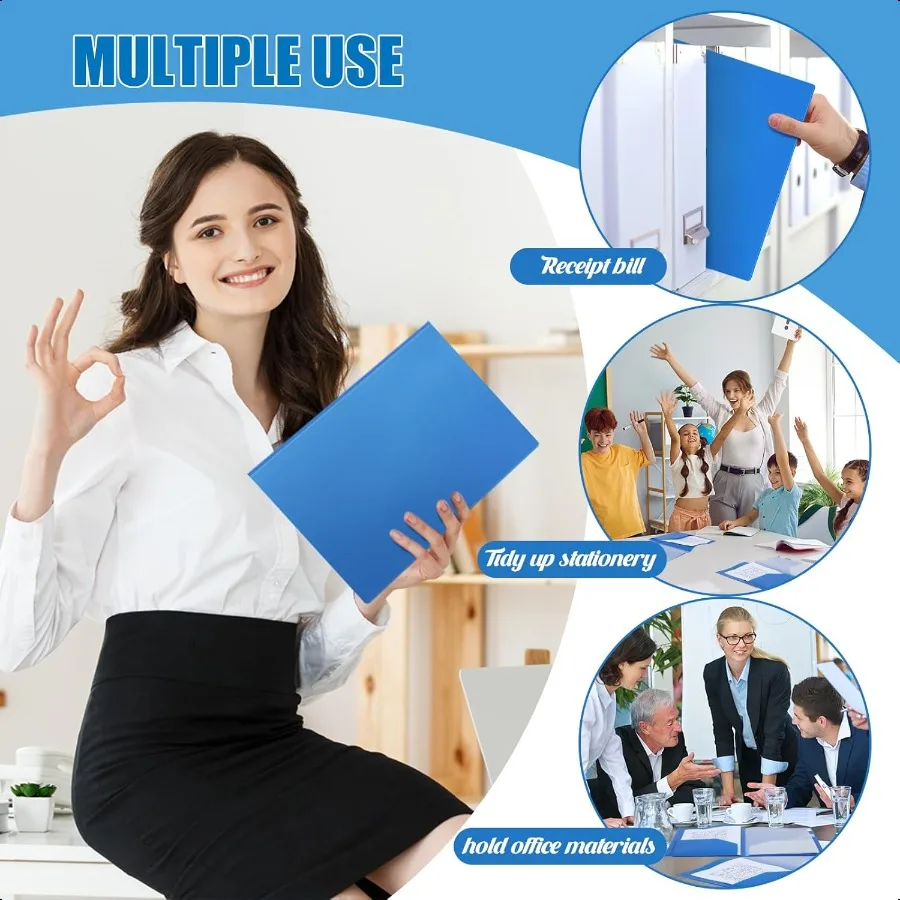 Cartelle multitasche in plastica resistente da 8 pezzi Cartelle organizer tascabili con tasche per ufficio, aula, busin, 6 tasche